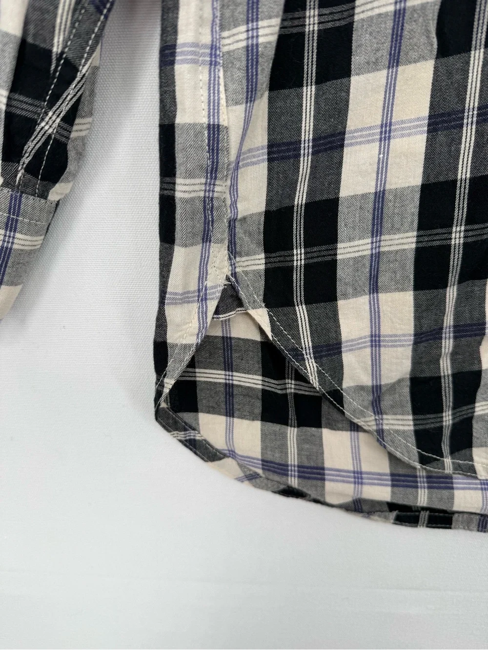 J. Crew Plaid Button Down Shirt Women’s Size 4 Black Blue Cream Cotton